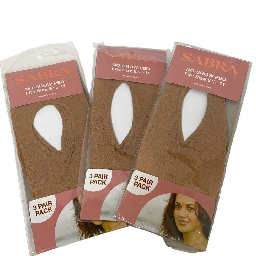 Sabra Nylon No-Show Peds 9 Pair (3packs of 3) Nude Color
